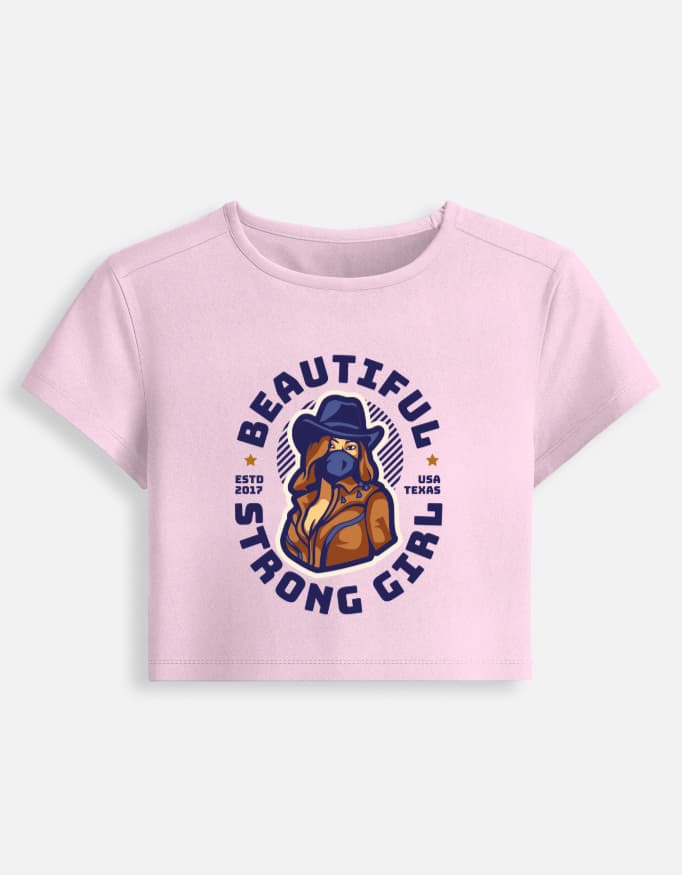 Baby Tee Strong Girl Print