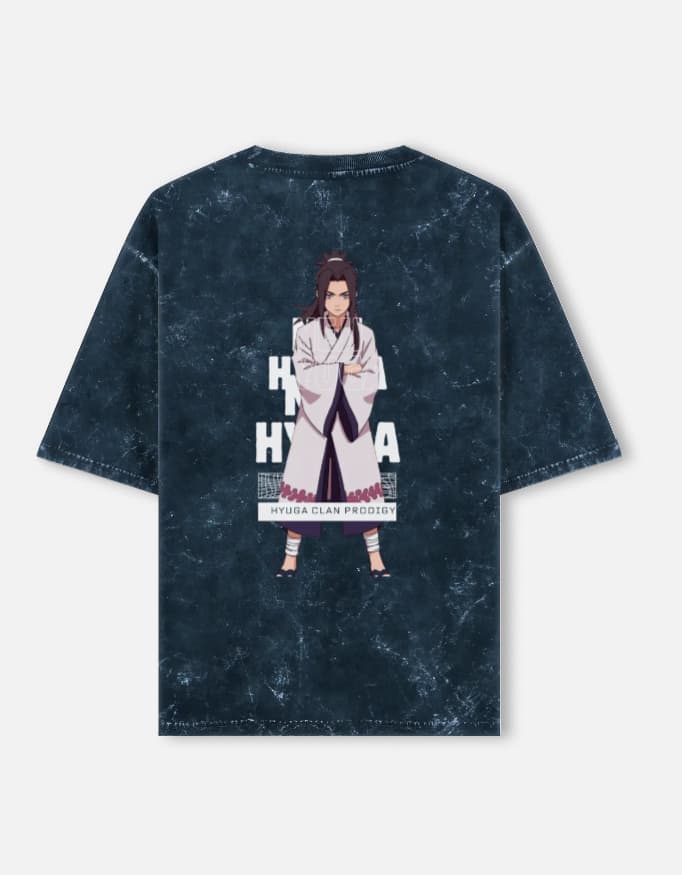 Acid Washed Oversized Tee Anime Back Print