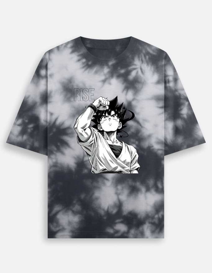 Tie Dye Oversized T-Shirt Anime Front Print
